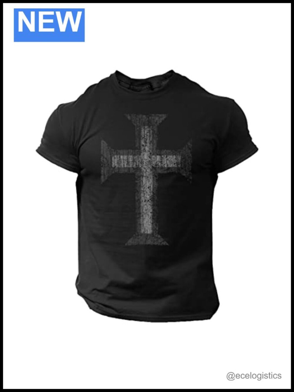 Distressed Vintage Cross Tee - 100% Cotton Men's T-Shirt